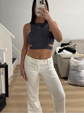 Vintage Suede Crop Top in Gray